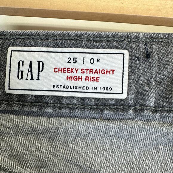 Gap Charcoal Wash Cheeky Straight High Rise Button Fly Jeans Women's Size 25 - Picture 11 of 12